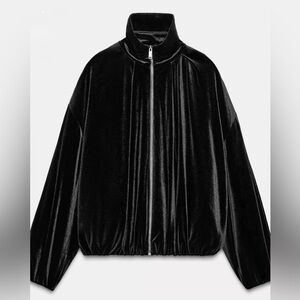 Zara ZW Collection Velvet Bomber Jacket | Black | S | Gorgeous | NWT